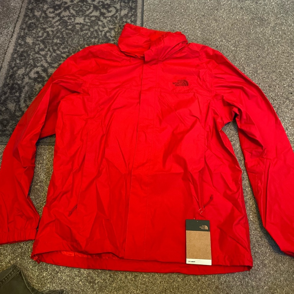 Red north face windbreaker